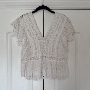 White Eyelet Lace Top- NWT